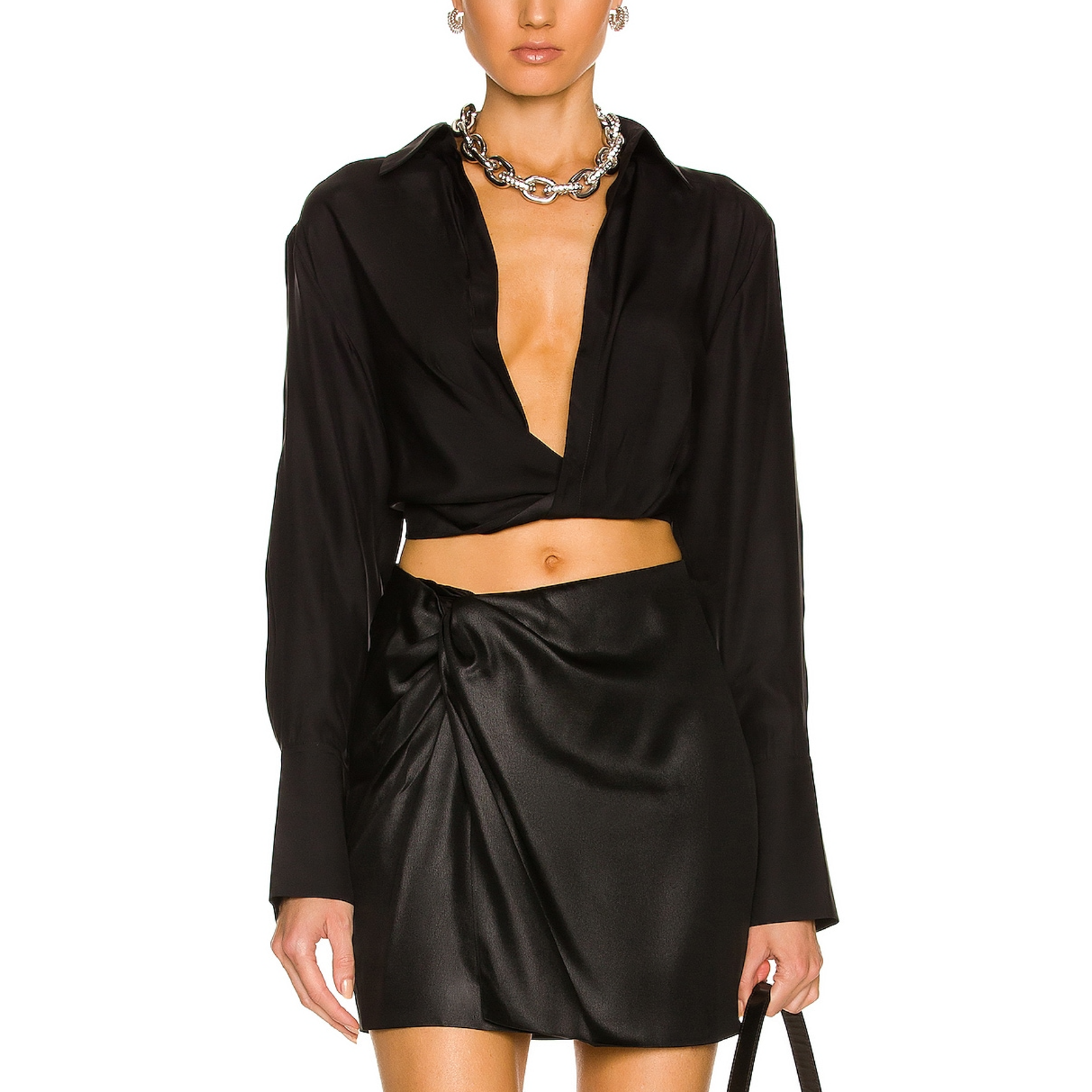 Gauge81 Draped Black Myoko Blouse Size S